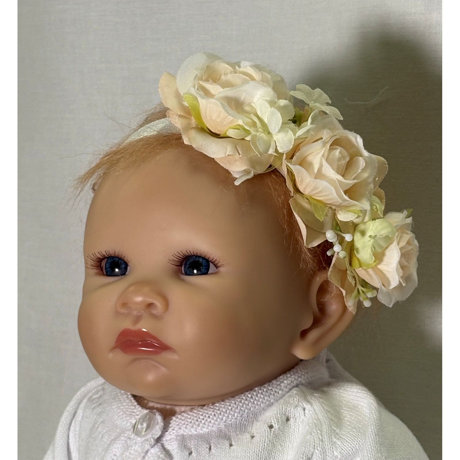 HAIRBAND CREAM & PEACH FLOWERS / AP2443-SP