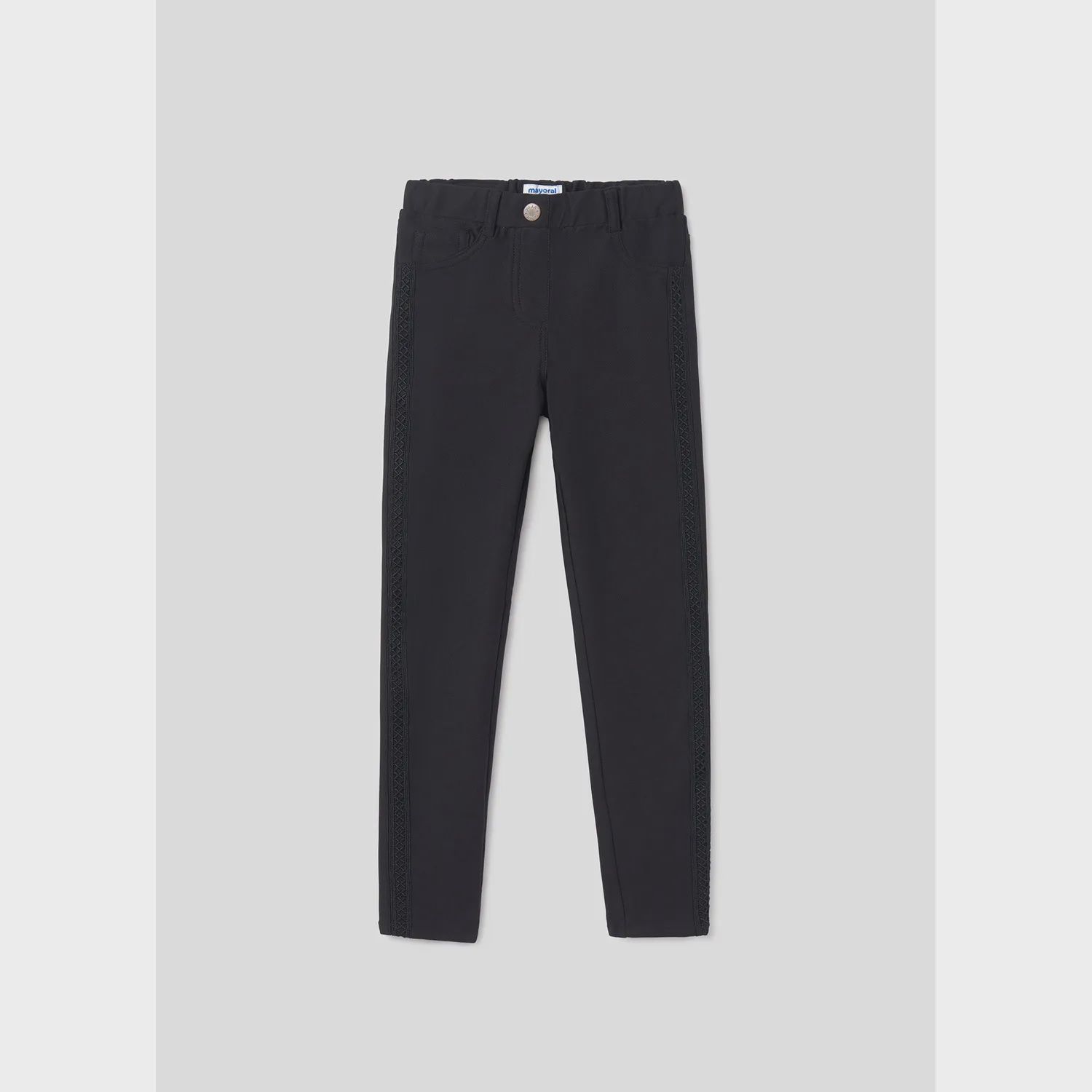 TWILL KNIT PANT BLACK SKINNY FIT EMBOSSED XXXX SEAM TRIM / 6511-034