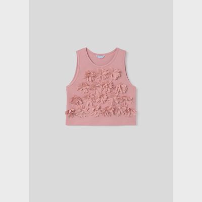 PINK TOP FLOWER APPLIQUE SLEEVELESS / 6021-087