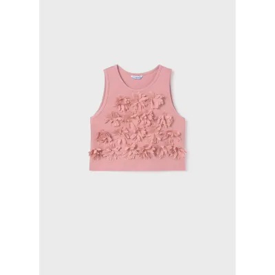 PINK TOP FLOWER APPLIQUE SLEEVELESS / 6021-087