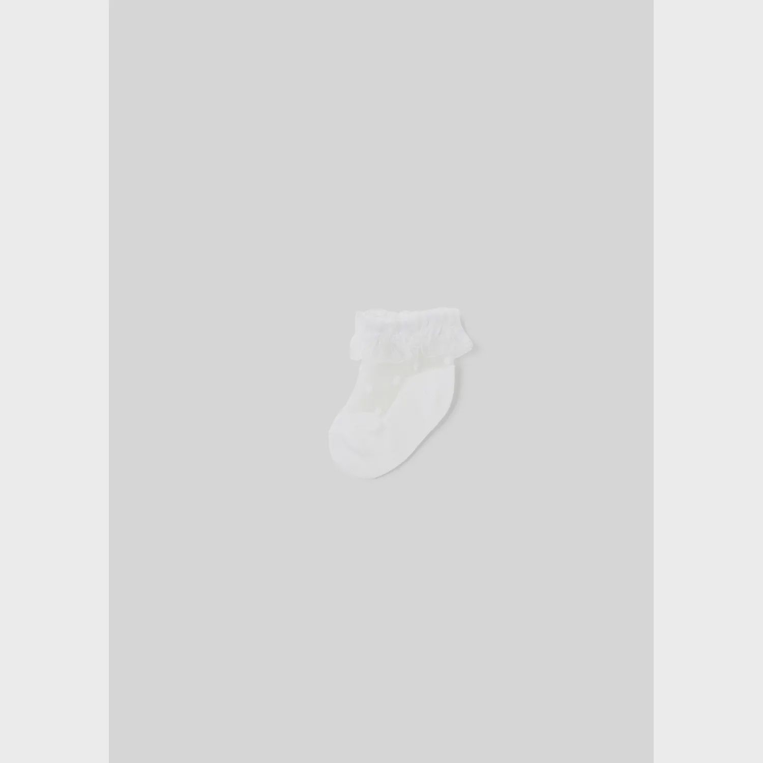 PLUMETI SOCKS WHITE FRILL & DOT TRIM / 9712-090
