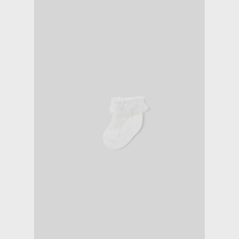 PLUMETI SOCKS WHITE FRILL & DOT TRIM / 9712-090