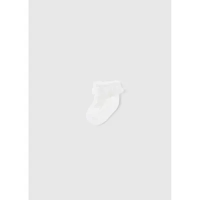 PLUMETI SOCKS WHITE FRILL & DOT TRIM / 9712-090
