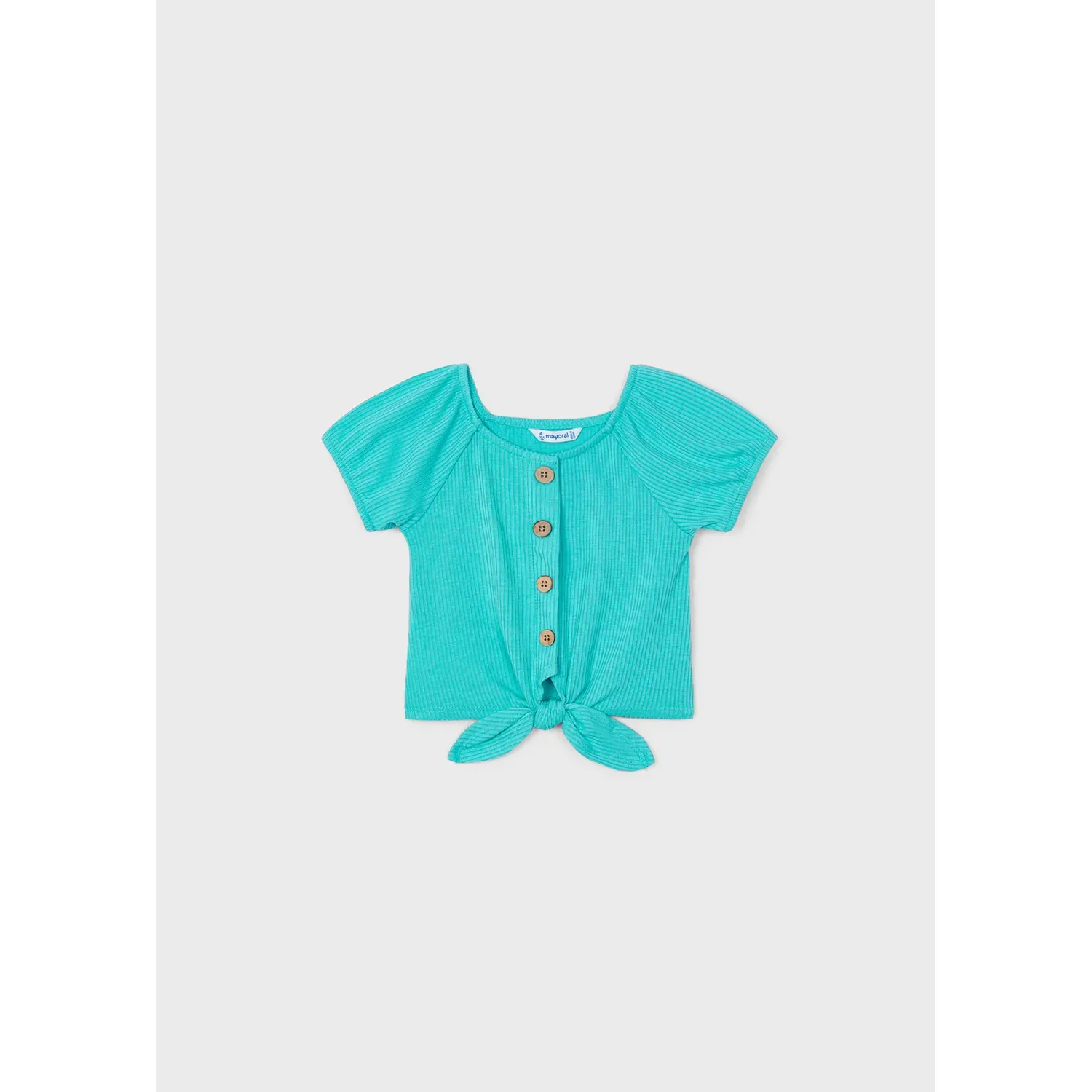 TSHIRT JADE GREEN IMITATION BUTTON CLOSURE RIBBED SHORT SLEEVE / 3086-033