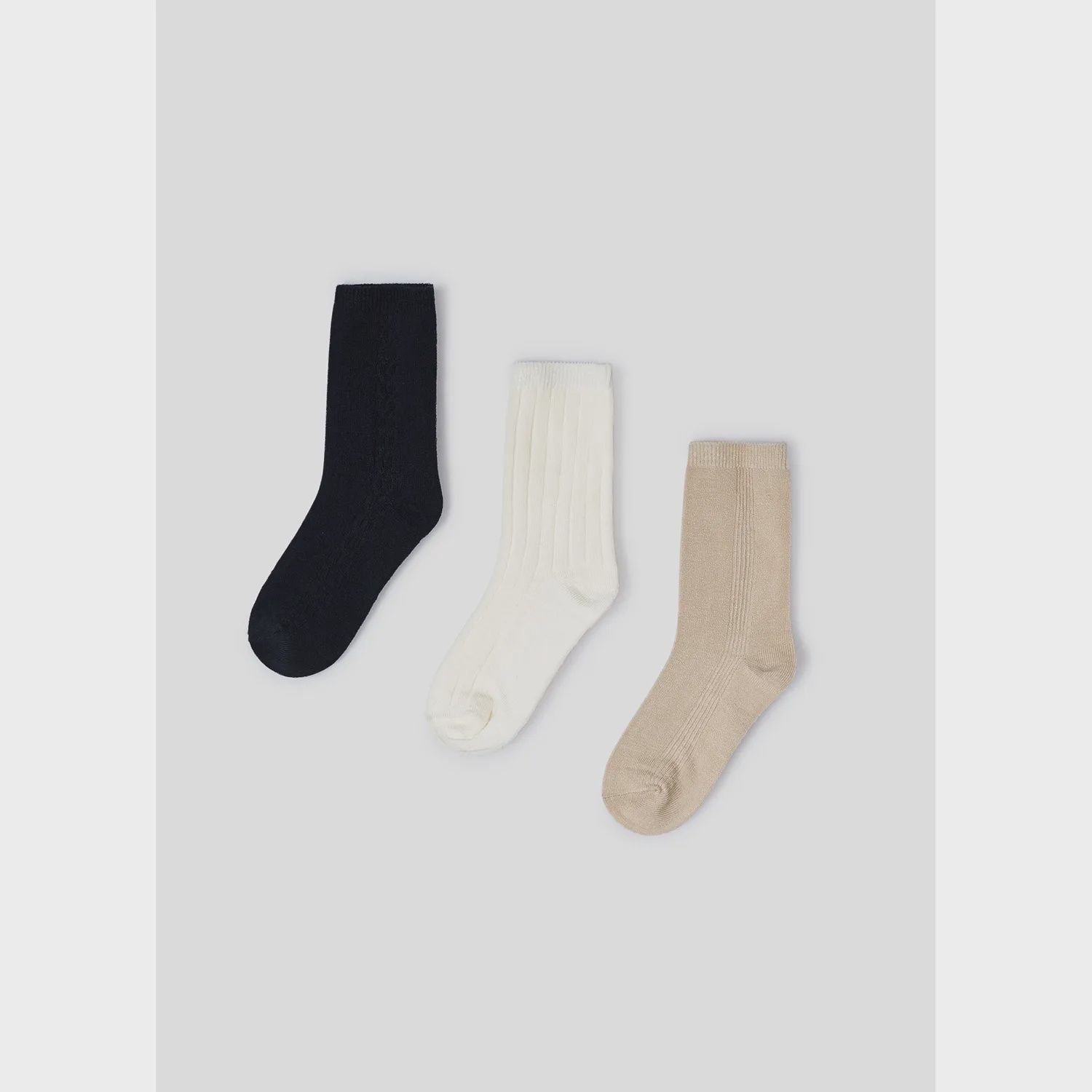 3 PACK SOCK NAVY BEIGE & CREAM / 10705-017