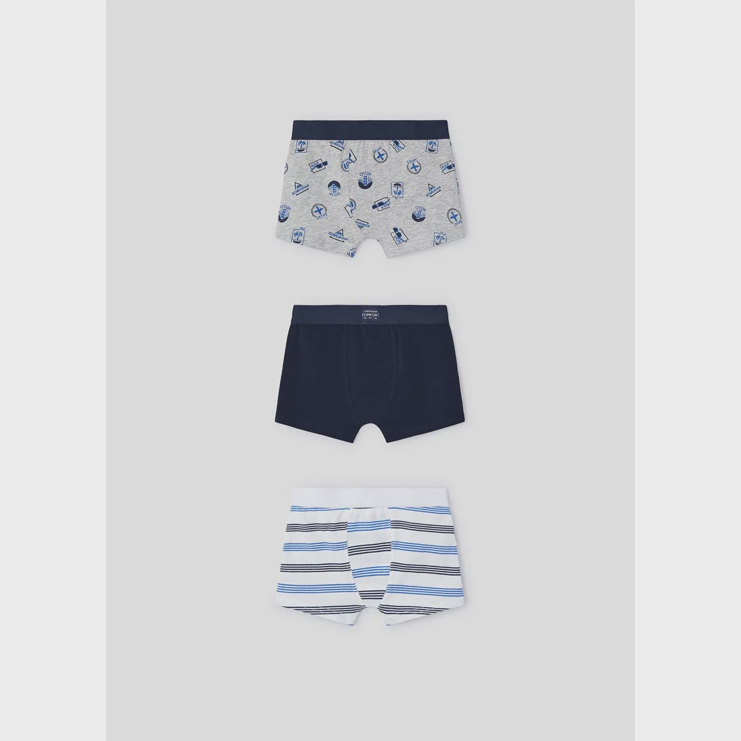 3PACK BOXER SHORT NAVY GREY OR CREAM SSORTED PRINTS / 10694-014