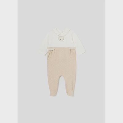 ROMPER CREAM BODICE BEIGE DOTTED BOTTOM / 1725-012