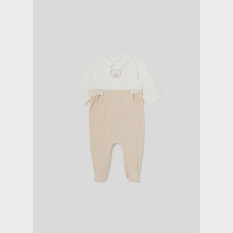 ROMPER CREAM BODICE BEIGE DOTTED BOTTOM / 1725-012