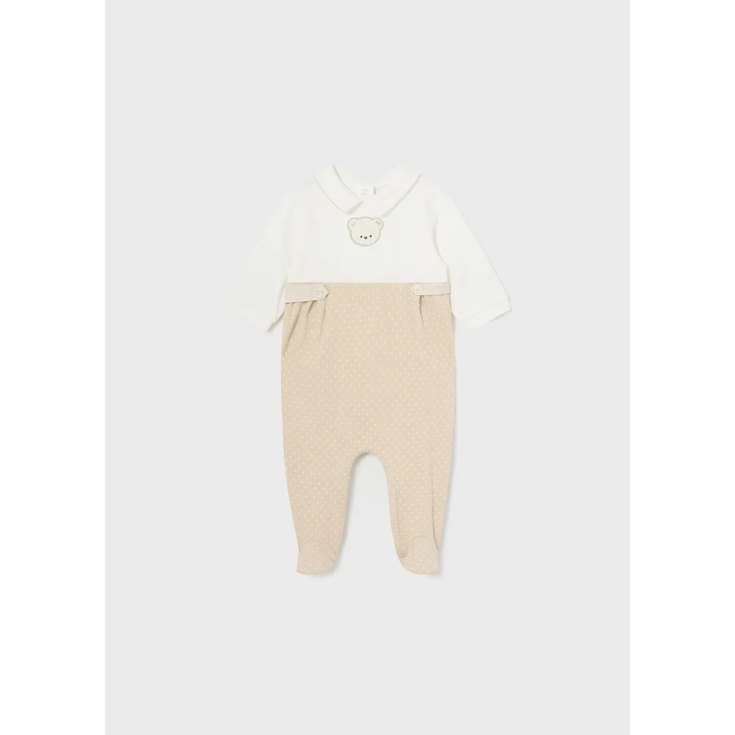 ROMPER CREAM BODICE BEIGE DOTTED BOTTOM / 1725-012