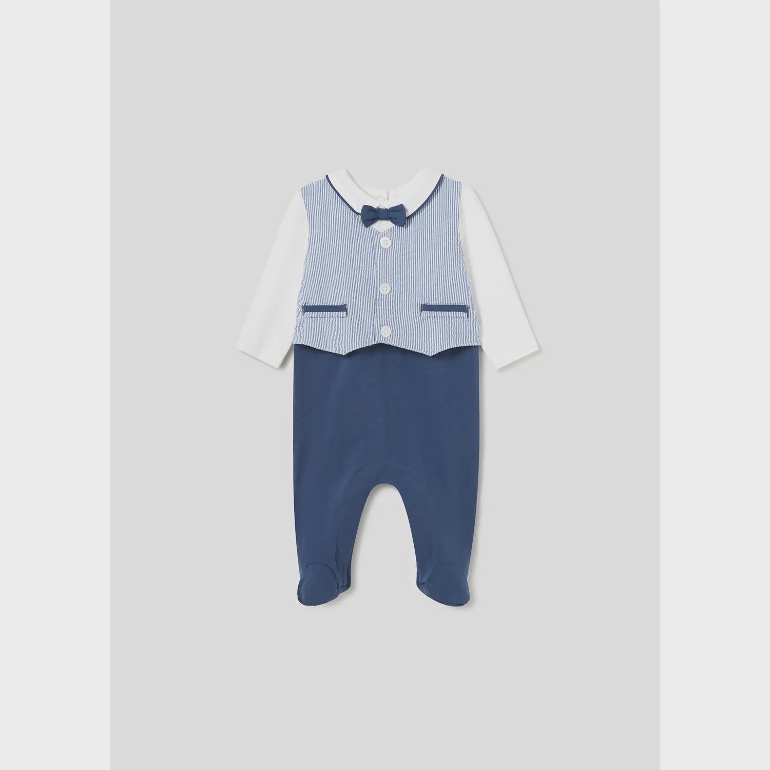 ROMPER NAVY & WHITE BLUE STRIPE IMITATION VEST / 1617-009