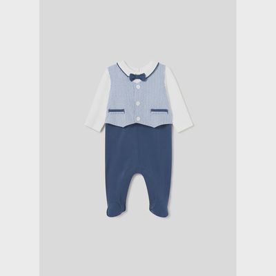 ROMPER NAVY & WHITE BLUE STRIPE IMITATION VEST / 1617-009