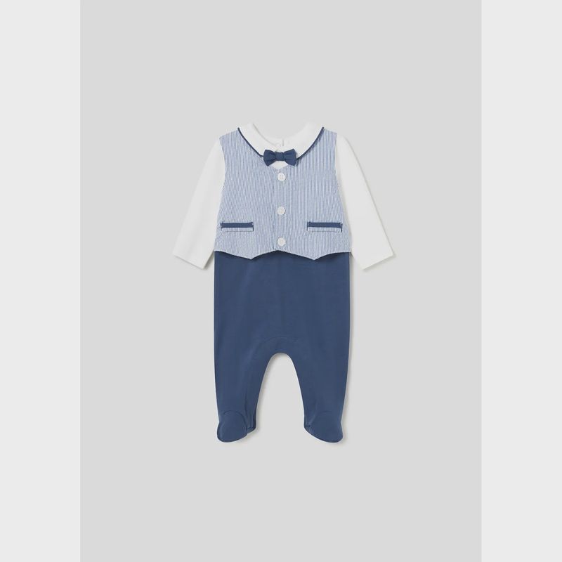 ROMPER NAVY & WHITE BLUE STRIPE IMITATION VEST / 1617-009