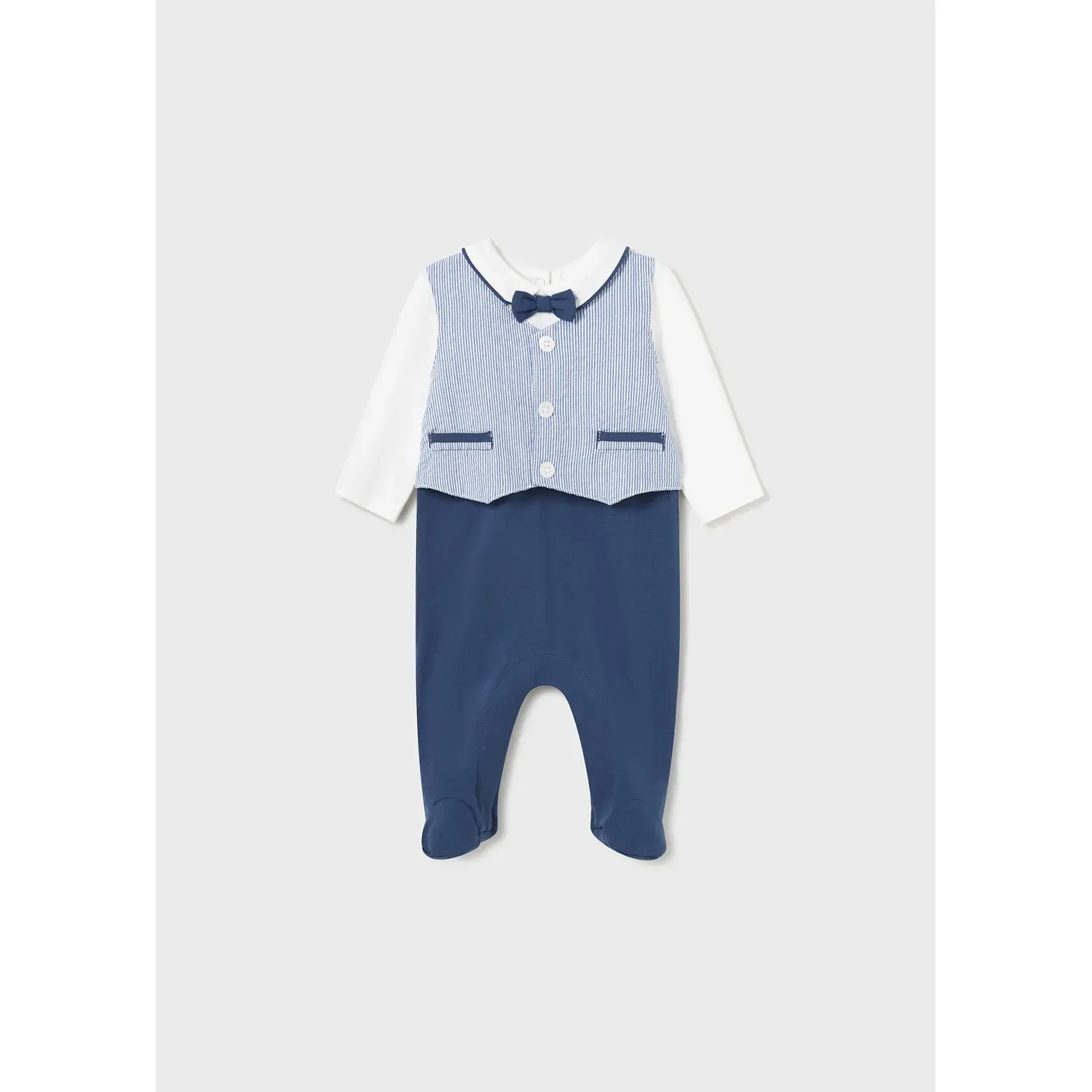 ROMPER NAVY & WHITE BLUE STRIPE IMITATION VEST / 1617-009