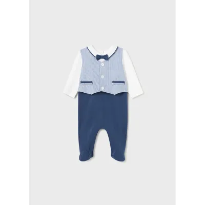 ROMPER NAVY & WHITE BLUE STRIPE IMITATION VEST / 1617-009