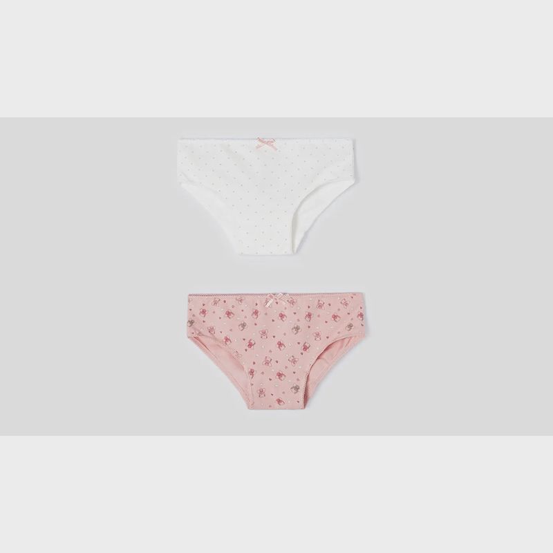 2PACK UNDERWEARWHITE PINK DOTS & ROSE PATTERNED / 10697-069