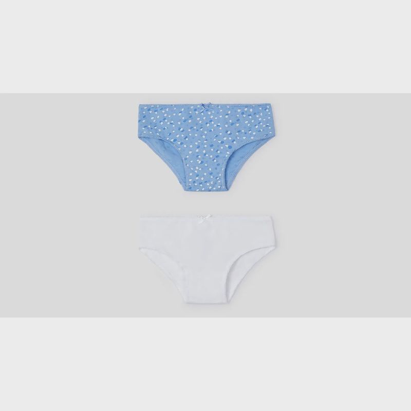 2 PAIRS GIRL PANTIES WHITE OR BLUE WIHT WHITE PRINT / 10697-073