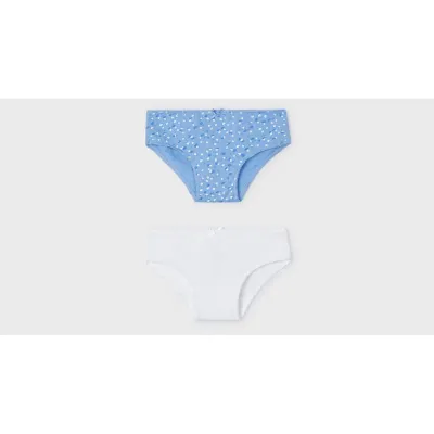 2 PAIRS GIRL PANTIES WHITE OR BLUE WIHT WHITE PRINT / 10697-073