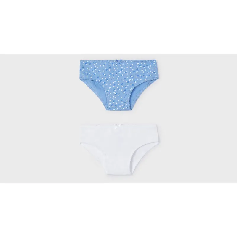 2 PAIRS GIRL PANTIES WHITE OR BLUE WIHT WHITE PRINT / 10697-073