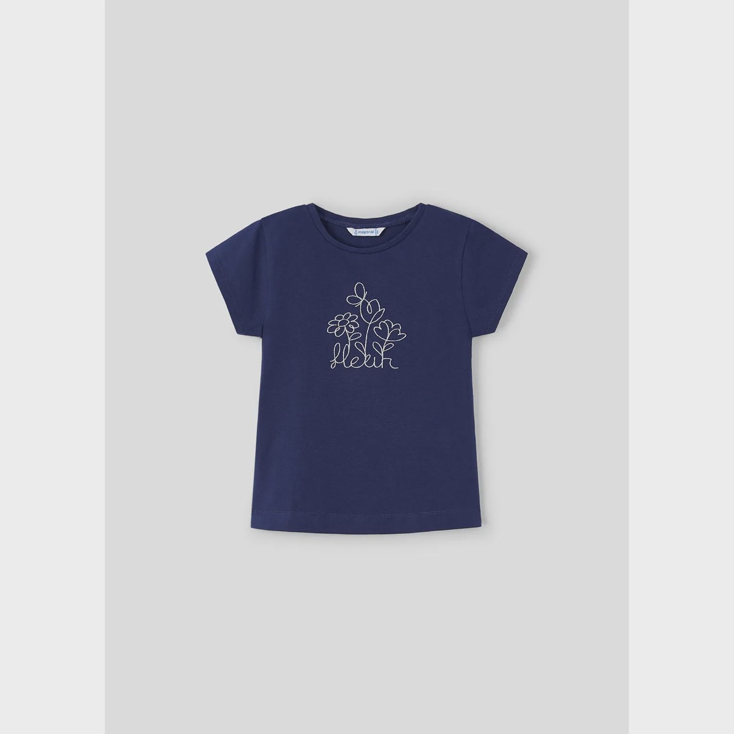 TSHIRT NAVY SILVER EMBROIDERY SHORT SLEEVE / 174-047