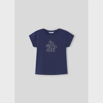 TSHIRT NAVY SILVER EMBROIDERY SHORT SLEEVE / 174-047