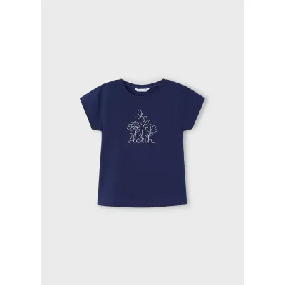 TSHIRT NAVY SILVER EMBROIDERY SHORT SLEEVE / 174-047