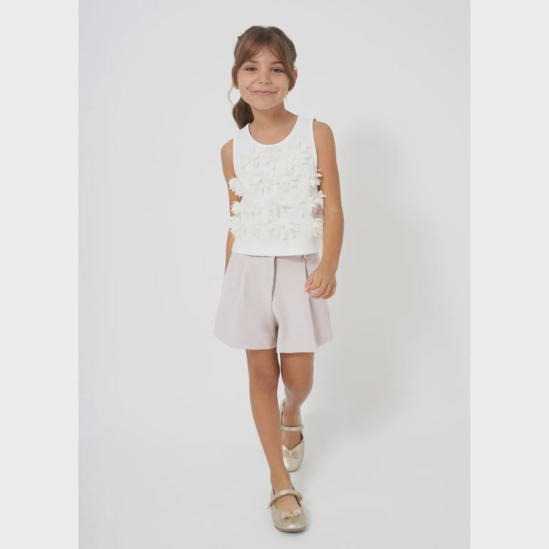 CREPE SHORT BEIGE POCKETS & PLEAT / 6266-040
