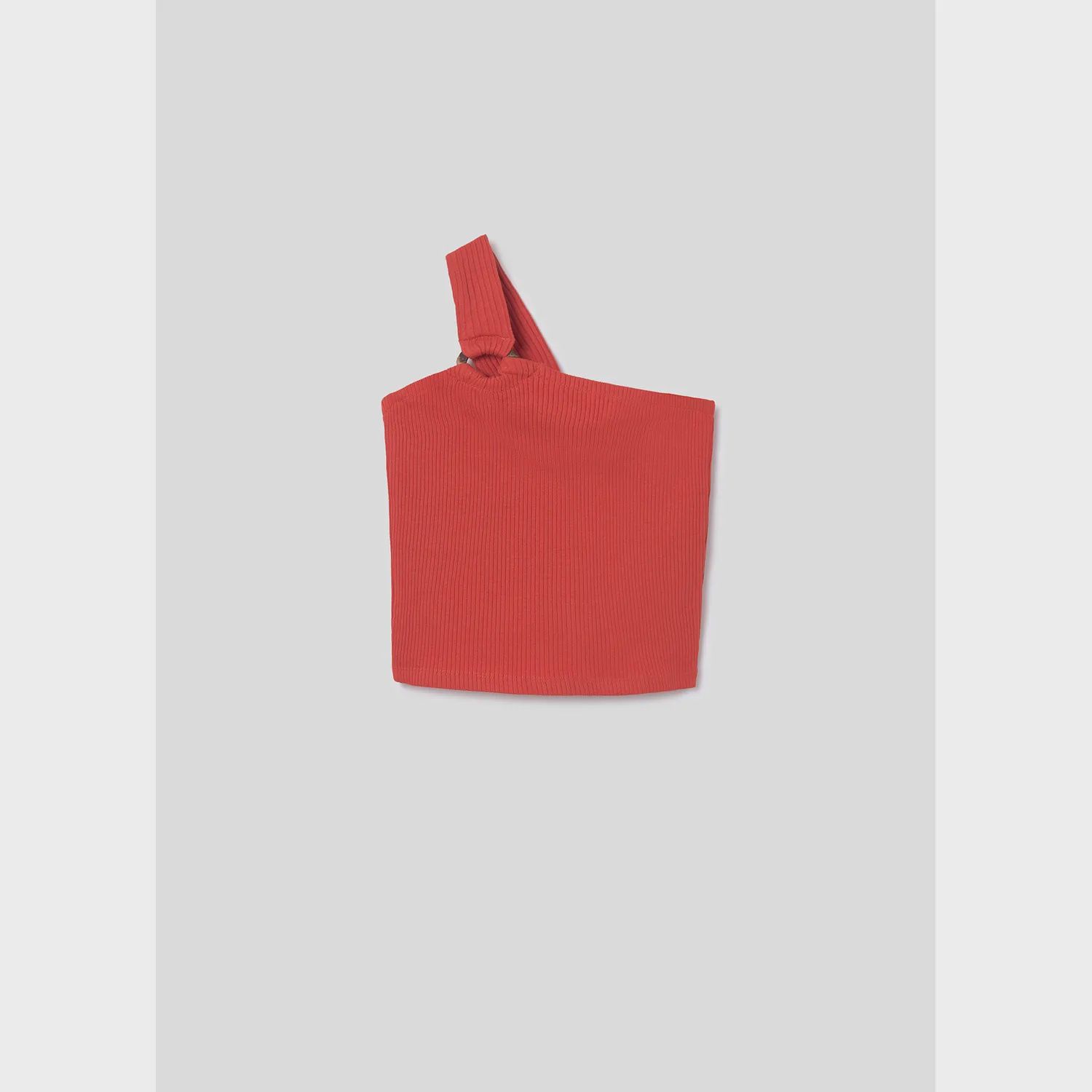 RIBBED TSHIRT BRICK RED 1 SHOULDER STRAP / 6017-060