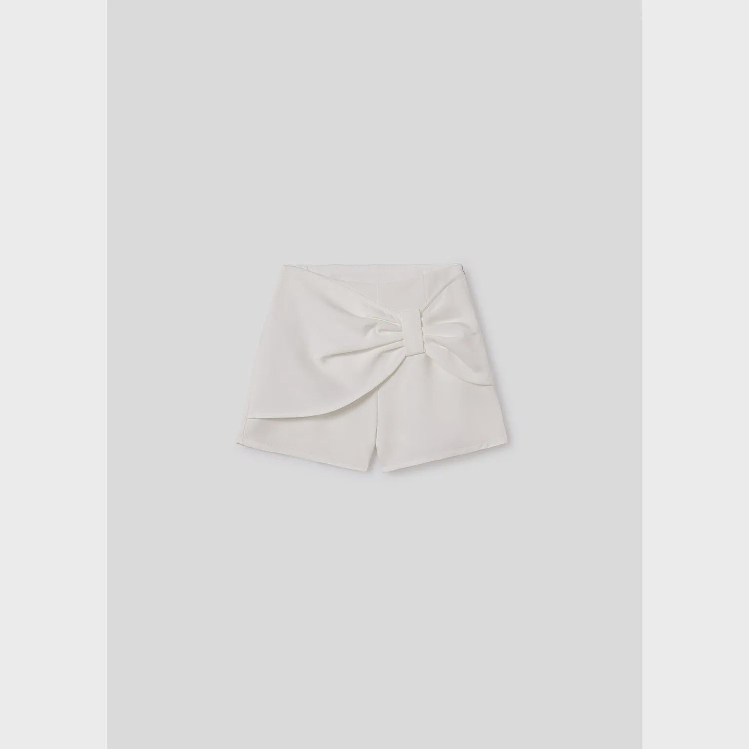 CREPE SKORT WHITE IMITATION BOW TRIM / 6940-030