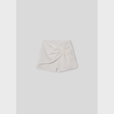 CREPE SKORT WHITE IMITATION BOW TRIM / 6940-030