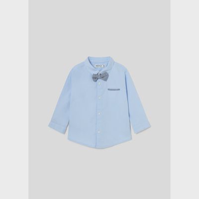 2PC SHIRT & BOWTIE SKY BLUE & NAVY LONG SLEEVE / 1116-011