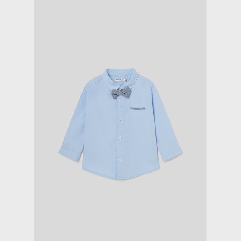 2PC SHIRT & BOWTIE SKY BLUE & NAVY LONG SLEEVE / 1116-011