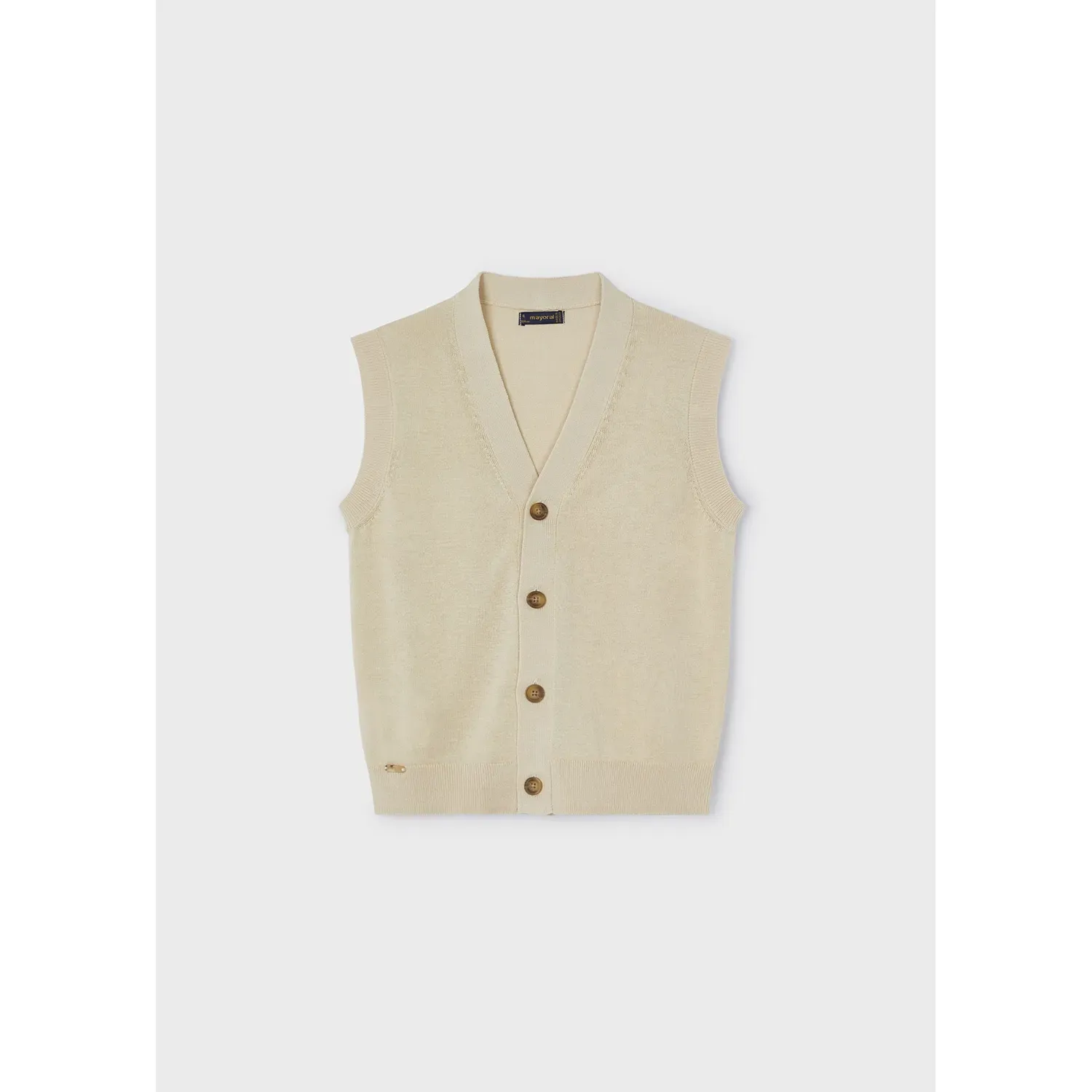 KNIT VEST TAN BEIGE VNECK 4 BUTTON CLOSURE / 3358-035