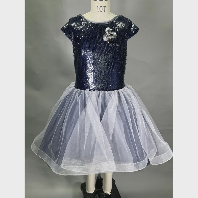 DRESS NAVY SEQUIN BODICE TULLE SKIRT BEADED PIN HIGH LOW / 20822 DRESS NAVY SEQUIN BODICE TULLE SKIRT BEADED PIN HIGH LOW / 20822