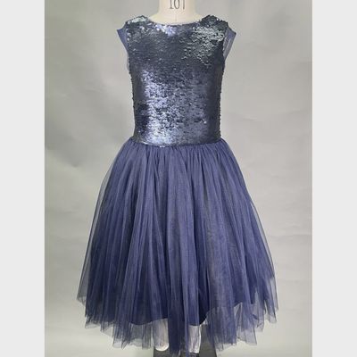 DRESS NAVY SEQUIN BODICE TULLE SKIRT / 9802