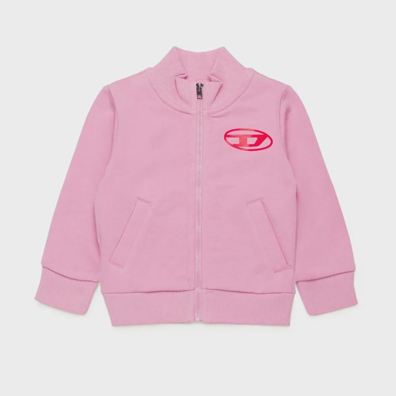 SWEAT TOP CARDIGAN PINK ZIP CLOSURE RED D LOGO / K00568-K325