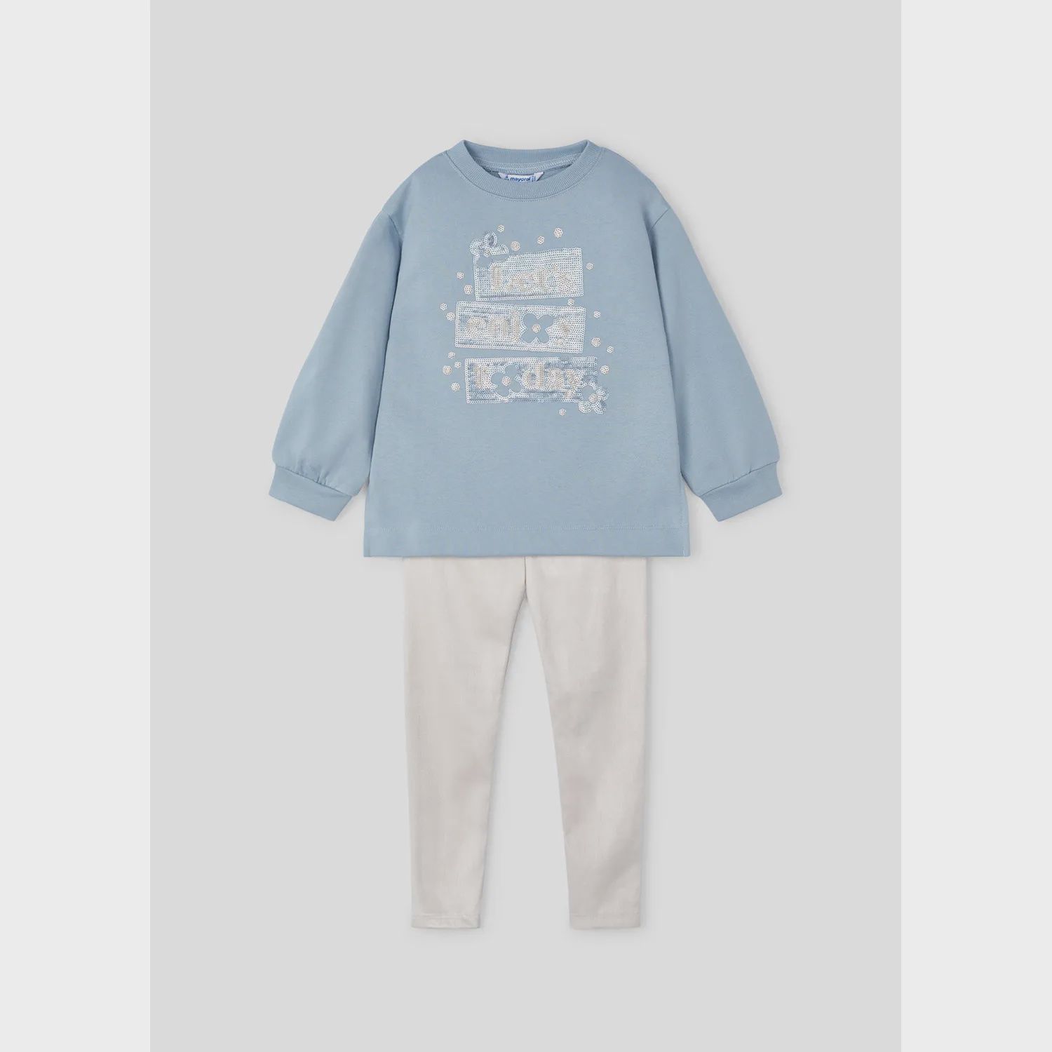 SKY BLUE SUEDE LEGGING SET BEIGE BOTTOM / 4709-056