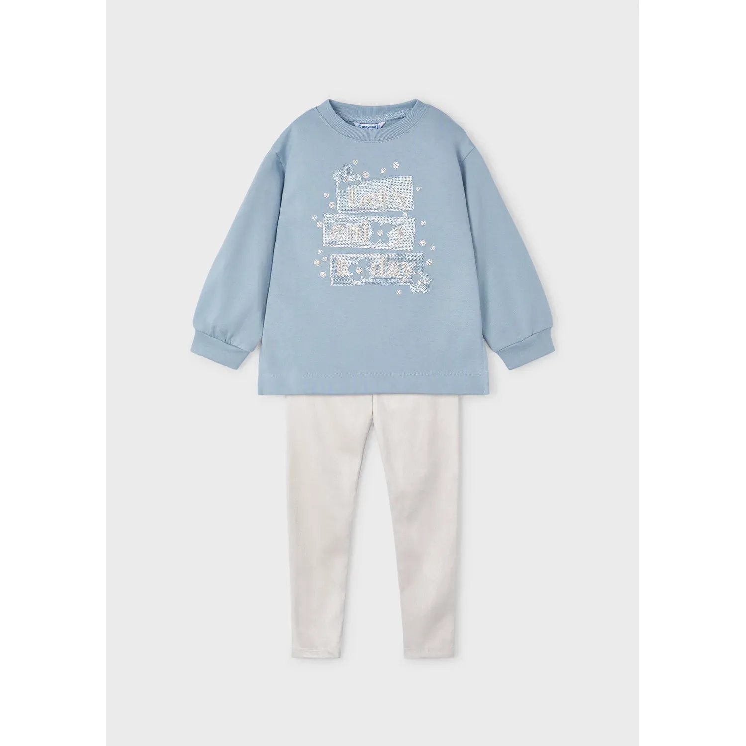 SKY BLUE SUEDE LEGGING SET BEIGE BOTTOM / 4709-056