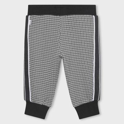 BLACK JACQUARD SWEAT PANT BLACK SIDE STRIPE & CUFF / J51276-09B