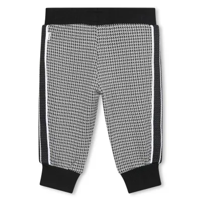 BLACK JACQUARD SWEAT PANT BLACK SIDE STRIPE & CUFF / J51276-09B