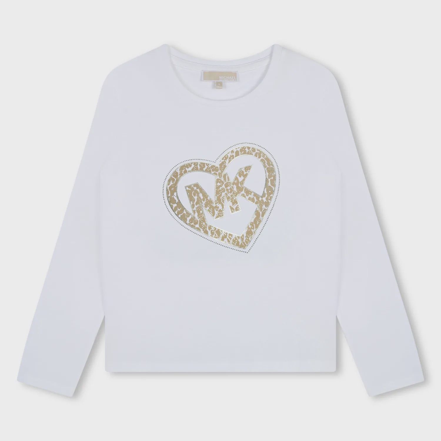 OFF WHITE TSHIRT LONG SLEEVE GOLD MK HEART PRINT / R30144-117