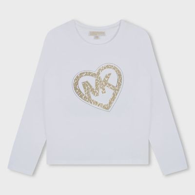 OFF WHITE TSHIRT LONG SLEEVE GOLD MK HEART PRINT / R30144-117