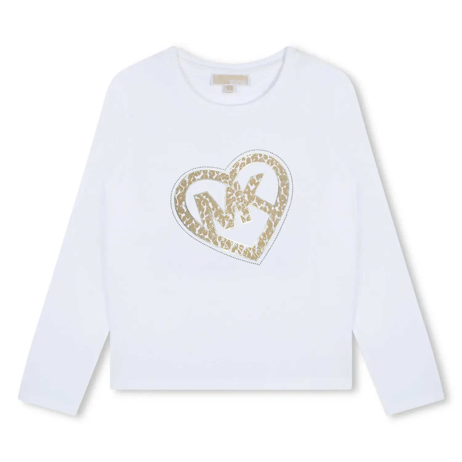 OFF WHITE TSHIRT LONG SLEEVE GOLD MK HEART PRINT / R30144-117
