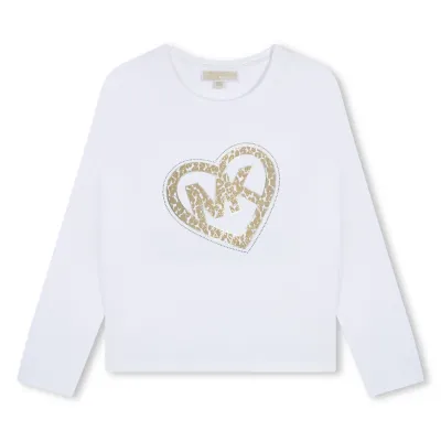 OFF WHITE TSHIRT LONG SLEEVE GOLD MK HEART PRINT / R30144-117