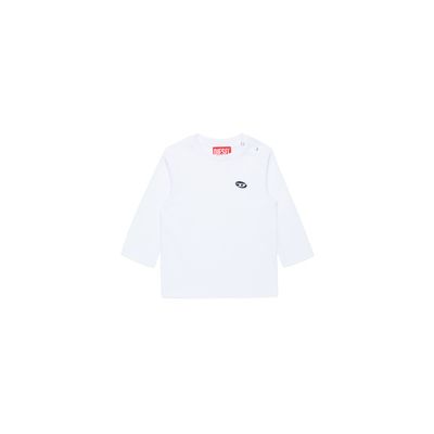 WHITE TSHIRT BOY LONG SLEEVE DSL LOGO / K00558-K100