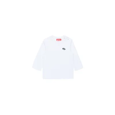 WHITE TSHIRT BOY LONG SLEEVE DSL LOGO / K00558-K100
