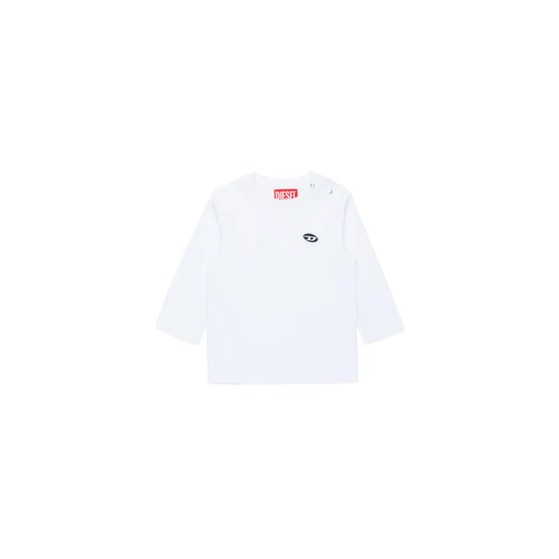 WHITE TSHIRT BOY LONG SLEEVE DSL LOGO / K00558-K100