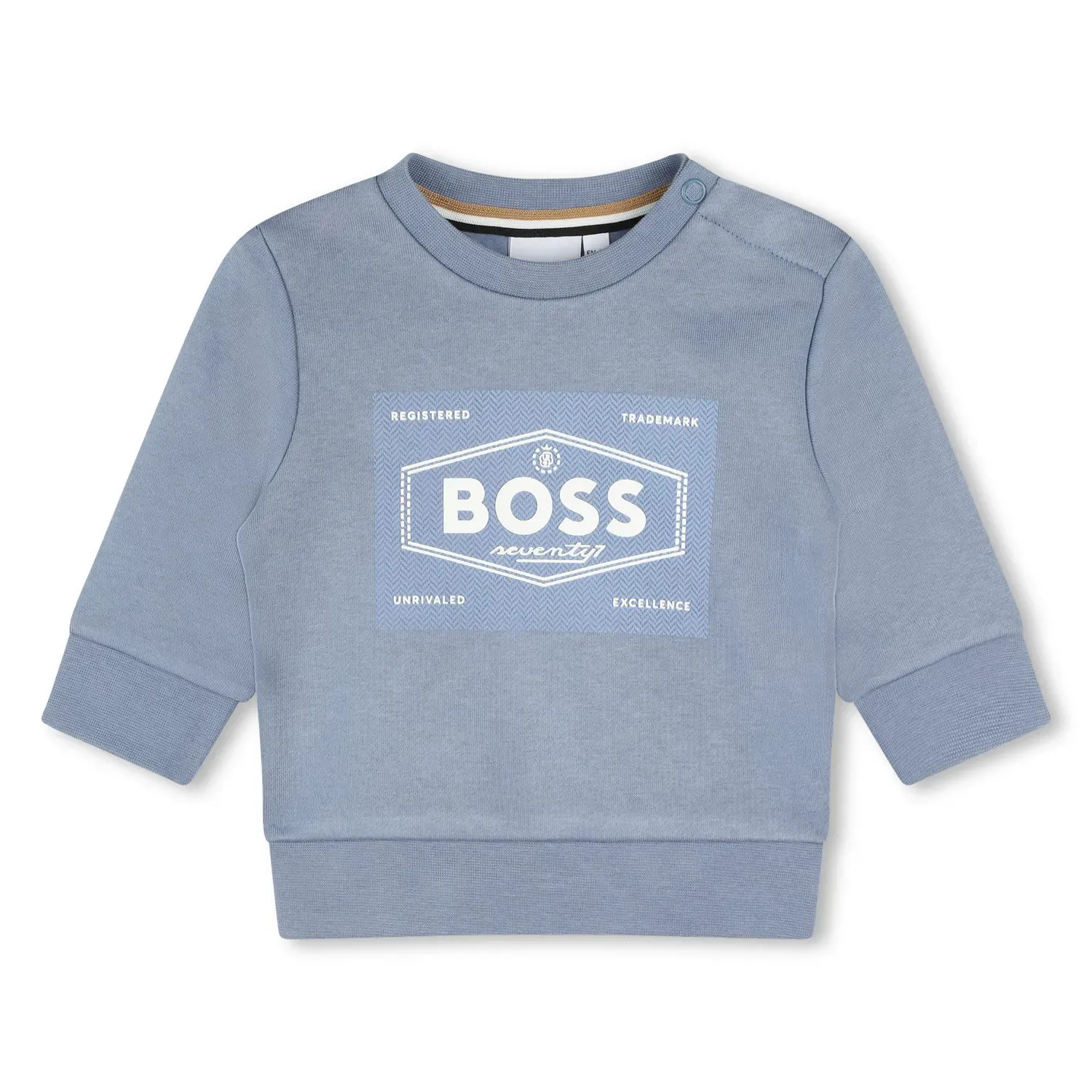 LIGHT BLUE SWEAT SHIRT REGULAR FIT WHITE BOSS LOGO / J51287-049