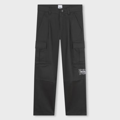 BLACK TAPERED FIT PANT CARGO LIKE POCKETS / J51141-09B