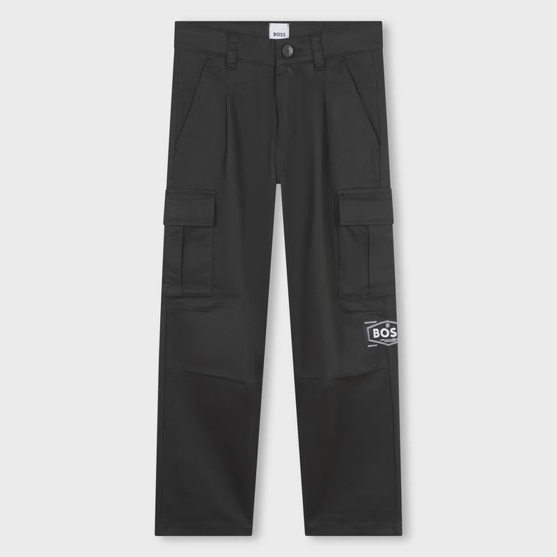 BLACK TAPERED FIT PANT CARGO LIKE POCKETS / J51141-09B