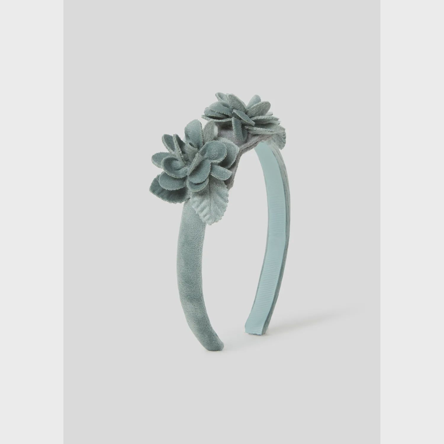JADE GREEN HEADBAND VELVET FLOWER TRIM / 10.778-025